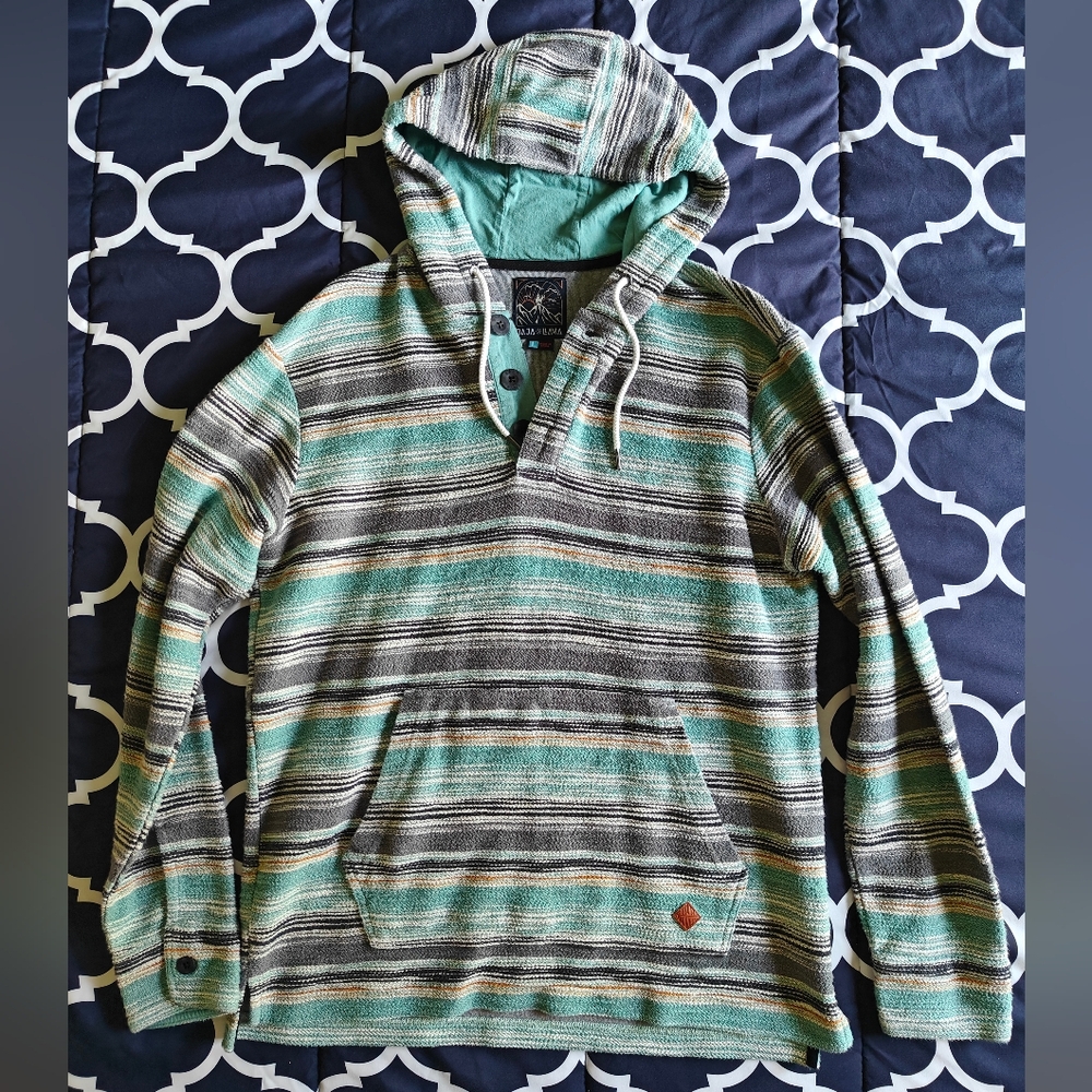 BAJA LLAMA - THE GREEN PAAMUL PONCHO - MID-WEIGHT FRENCH TERRY - LARGE